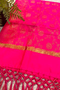 Pink Banarasi Silk Dupatta – Classic Banarasi Motifs with Handcrafted Tassel