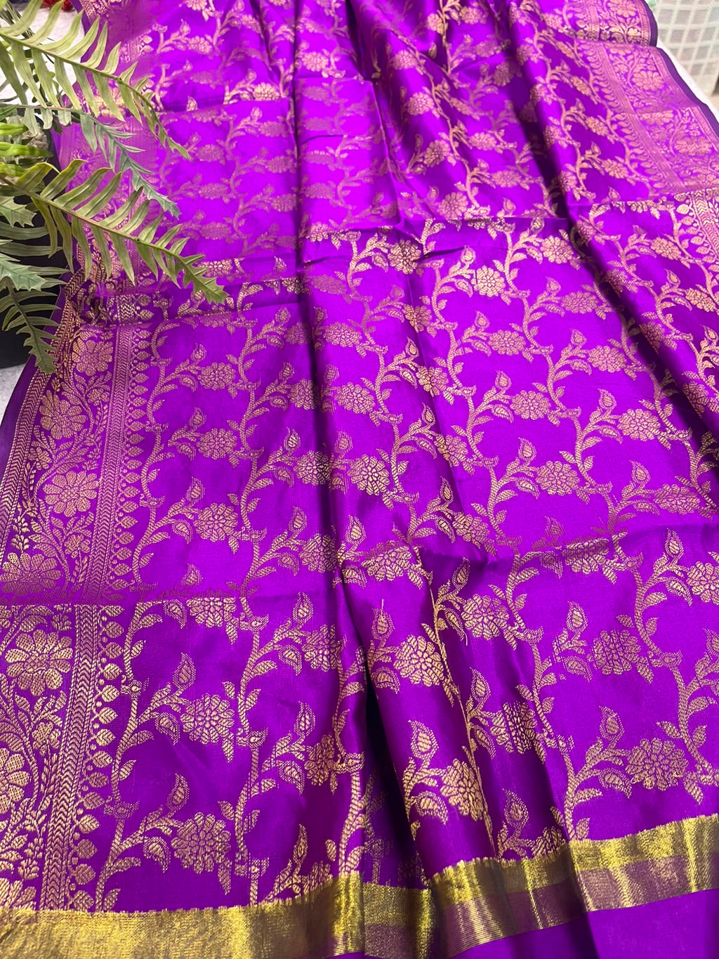 Purple Banarasi Silk Dupatta – Regal Hue with Handcrafted Tassel