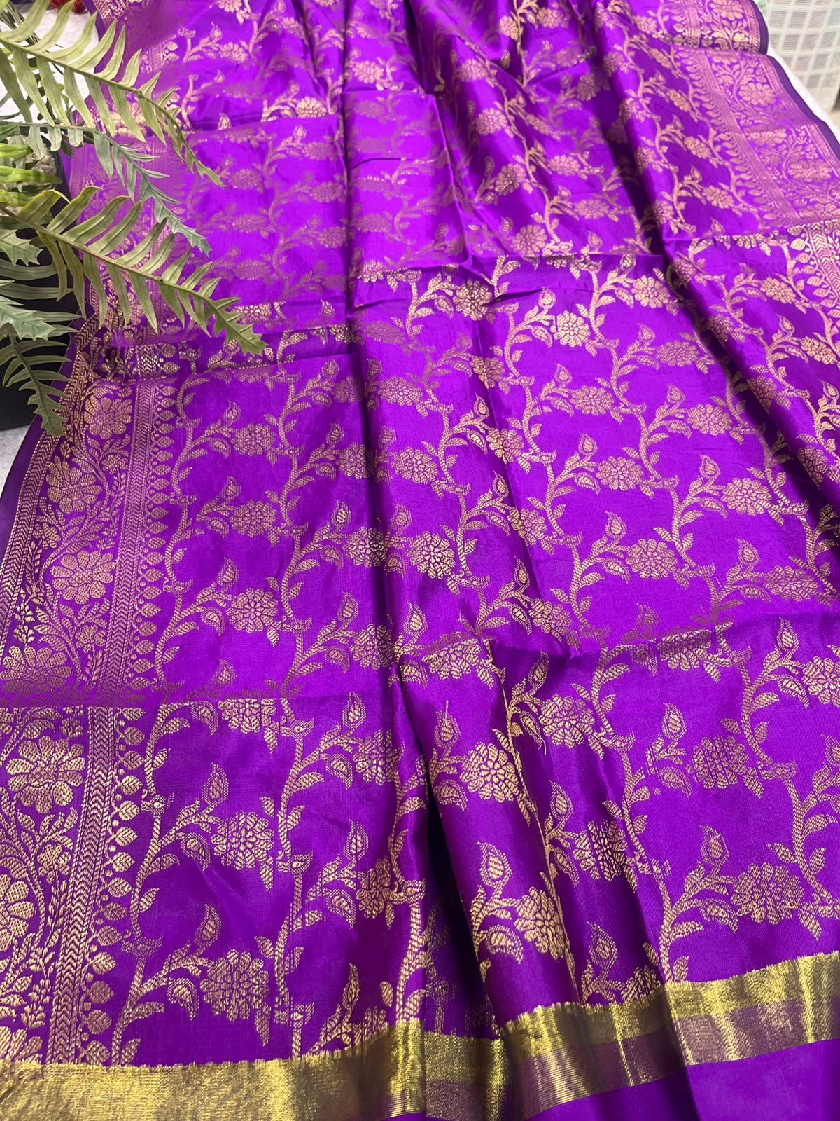 Purple Banarasi Silk Dupatta – Regal Hue with Handcrafted Tassel