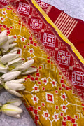 Yellow Patola Silk Dupatta – Ikat Geometric Print with Tassel