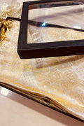 Premium White Banarasi Silk Fashion Stole Gift Box Stylish Wrap for Festive | College | Casual | Night Parties - Luxurion World