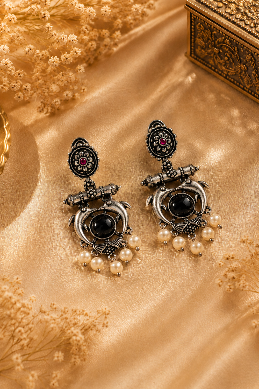 Regalia Oxidized Pearl Statement Earrings – Available in 12 Colors