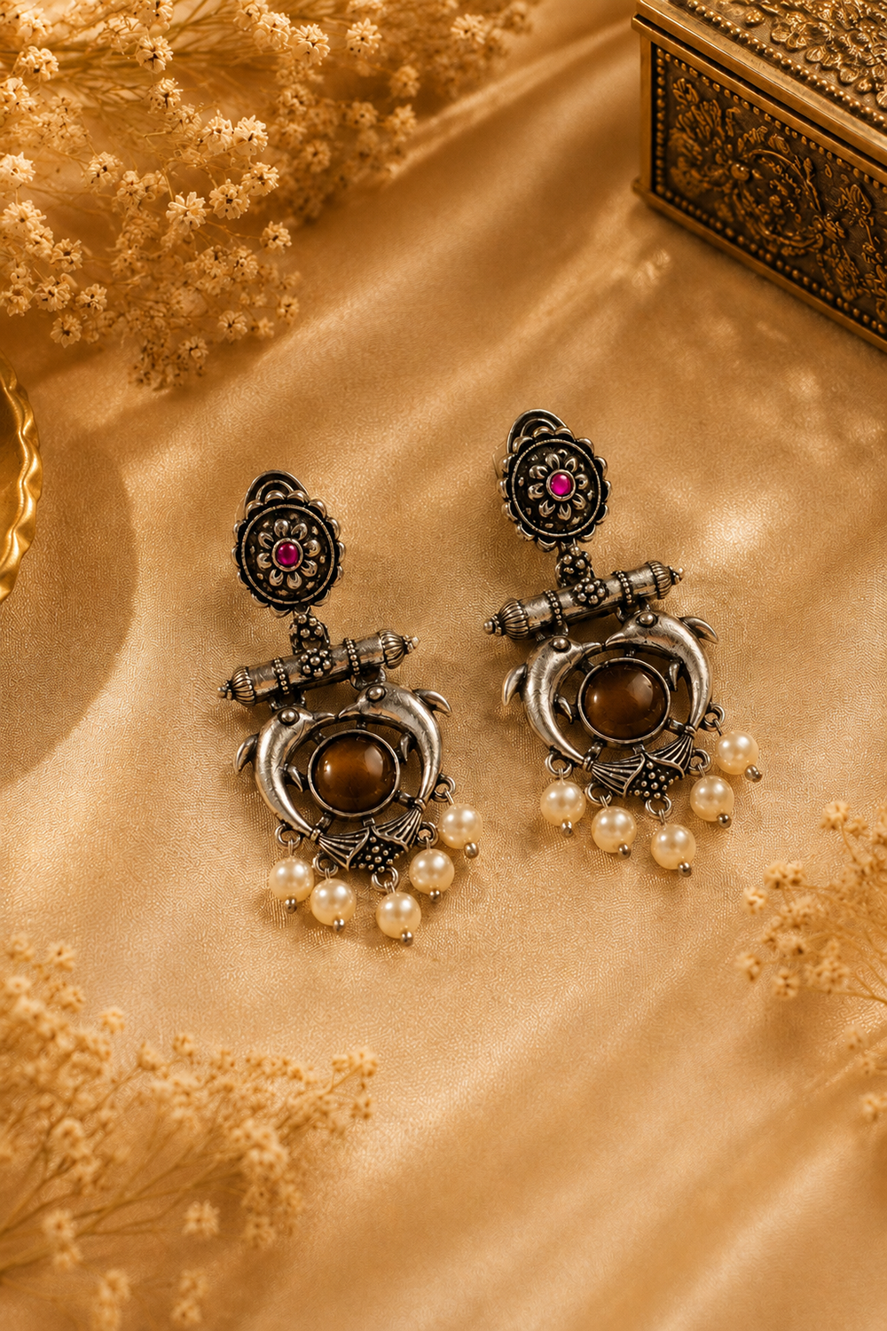Regalia Oxidized Pearl Statement Earrings – Available in 12 Colors