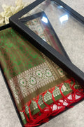 Gift Box of Pashmina Design Green Banarasi Silk Stole with traditional integrate design – Pack of 1