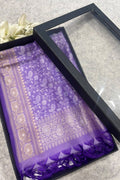 Gift Box of Pashmina Design Lavender Banarasi Silk Stole with traditional integrate design – Pack of 1