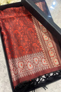 Gift Box of Pashmina Design Maroon Banarasi Silk Stole with traditional integrate design – Pack of 1