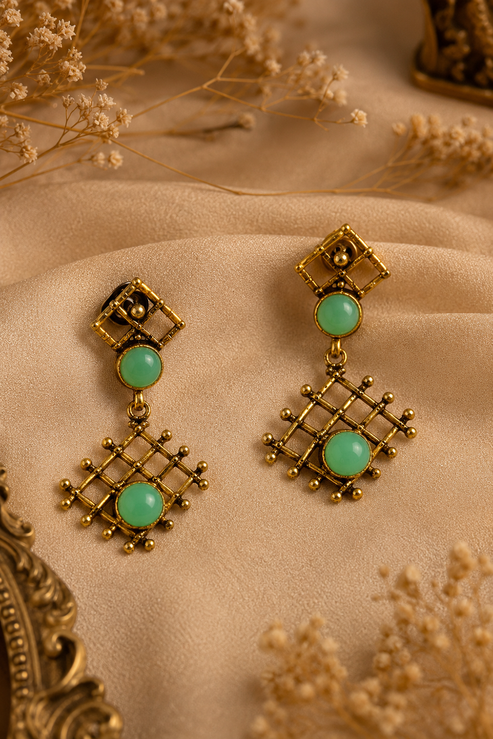 Crystal Stone Geometric Statement Earrings