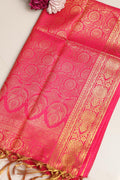 Pink Banarasi Silk Fashion Stole | Stylish Wrap for Festive , College, casual parties, & Night Outs