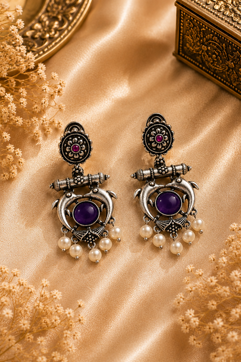Regalia Oxidized Pearl Statement Earrings – Available in 12 Colors