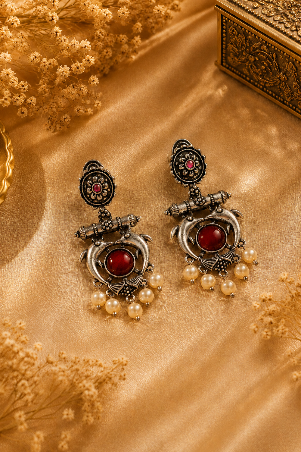 Regalia Oxidized Pearl Statement Earrings – Available in 12 Colors