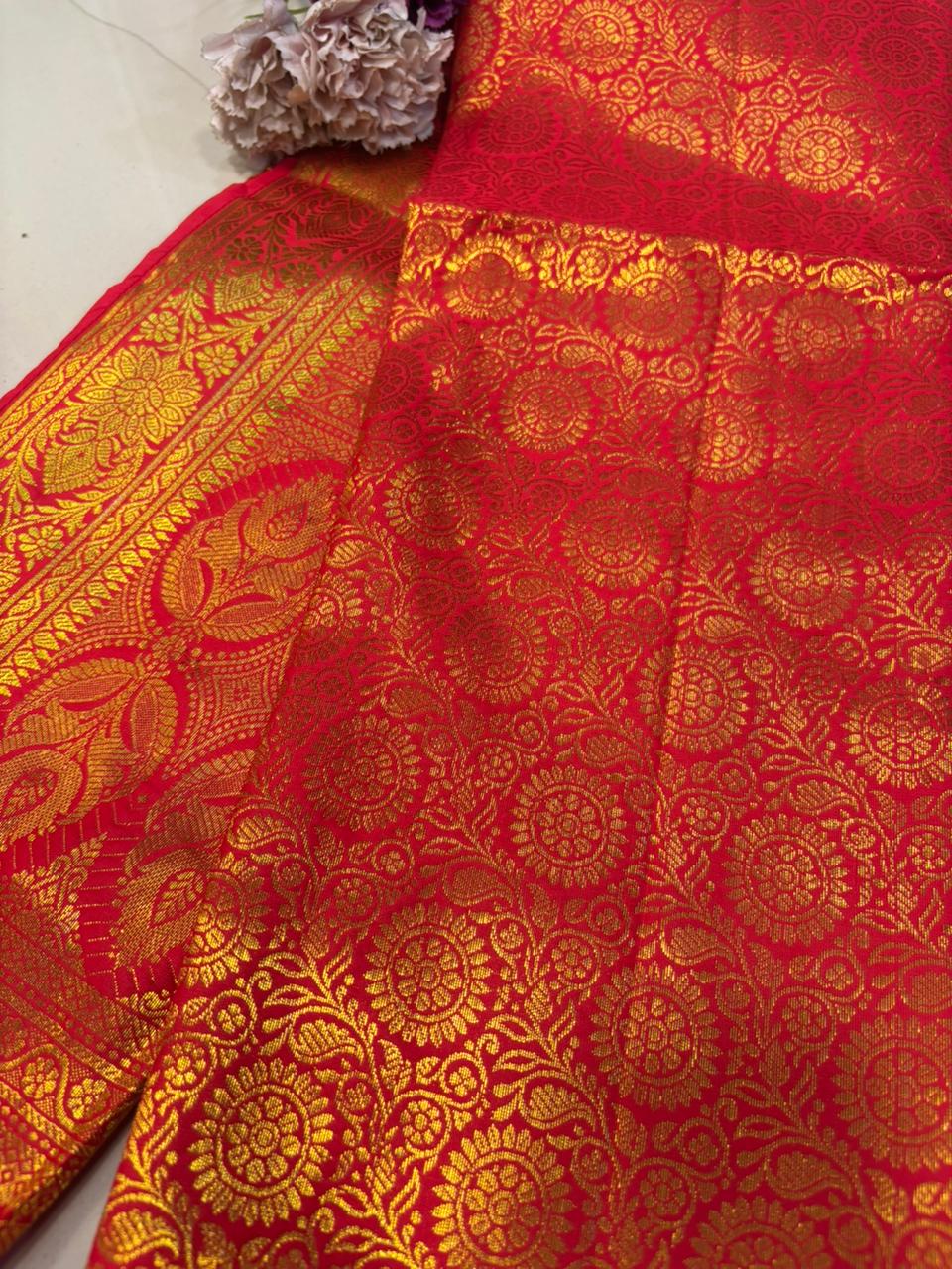 Reddish Orange Banarasi Silk Fashion Stole | Stylish Wrap for Festive , College, casual parties, & Night Outs