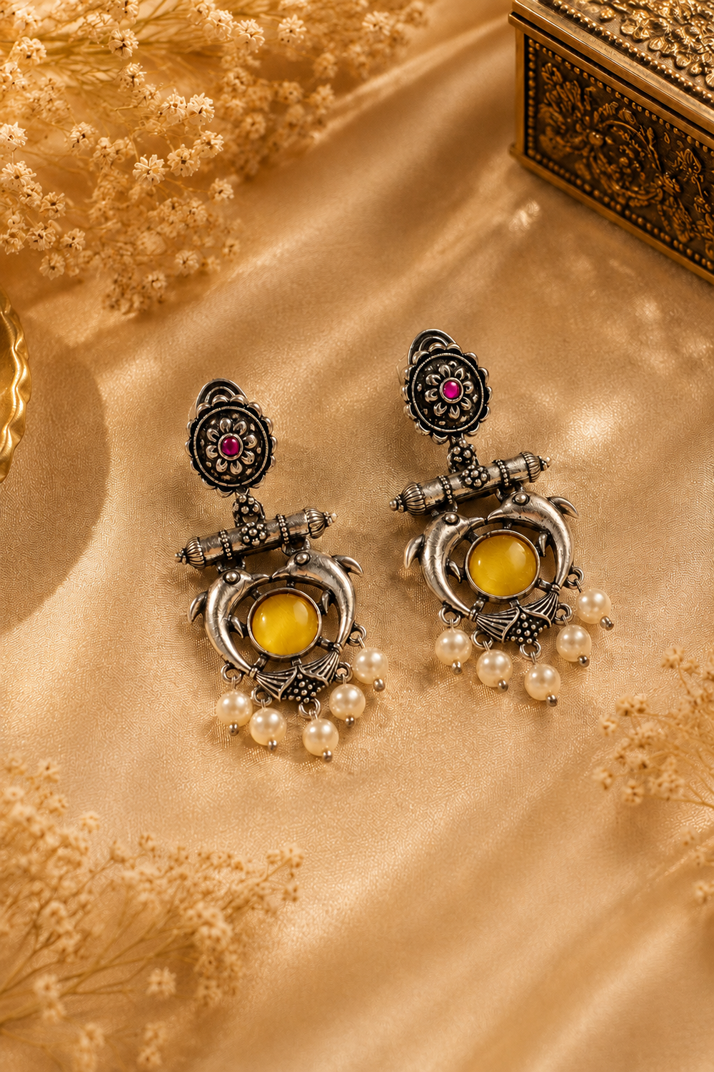 Regalia Oxidized Pearl Statement Earrings – Available in 12 Colors